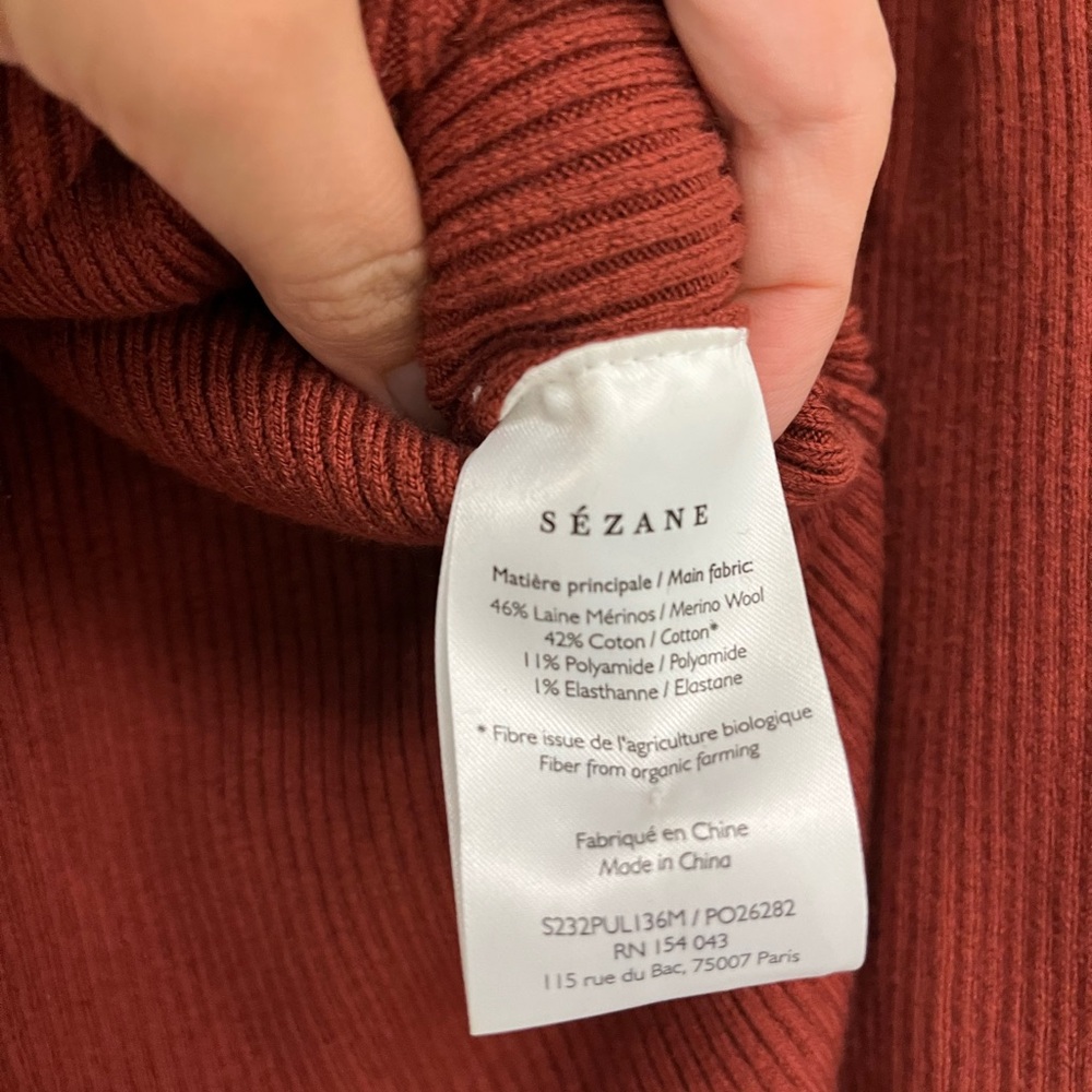 Sezane Rust Cowl Neck Sweater - Picture 4 of 5